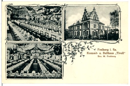 08012-Freiberg-1906-Concert - und Ballhaus Tivoli Innen- und Außenansicht-Brück & Sohn Kunstverlag