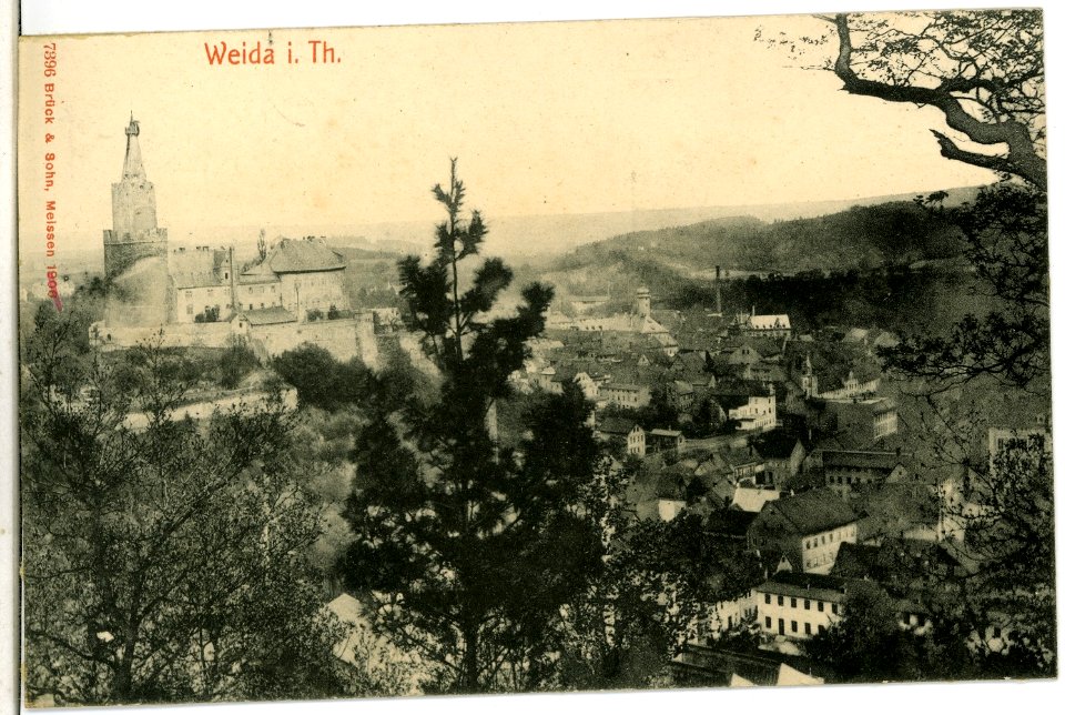 07396-Weida-1906-Schloß Osterburg und Stadt Weida-Brück & Sohn Kunstverlag