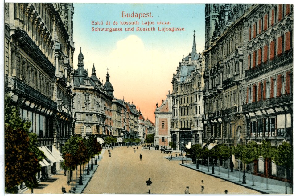 08058-Budapest-1906-Schwurgasse und Kossuth Lajosgasse-Brück & Sohn Kunstverlag