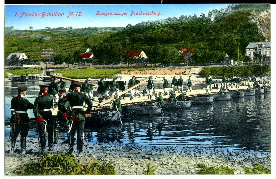 07826-Karpfenschänke-1906-1. Pionier-Bataillon Nr. 12 - Kriegsmäßiger Brückenschlag-Brück & Sohn Kunstverlag