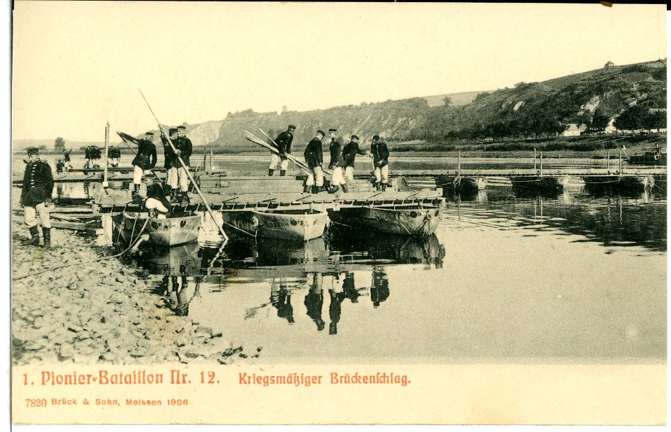 07820-Karpfenschänke-1906-1. Pionier-Bataillon Nr. 12 - Kriegsmäßiger Brückenschlag-Brück & Sohn Kunstverlag