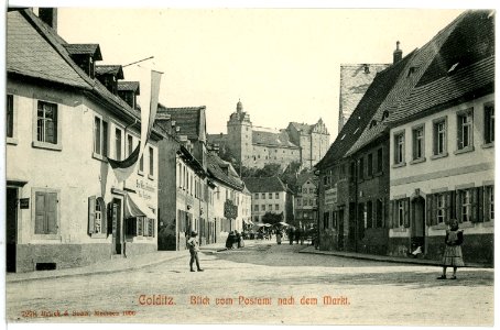 07278-Colditz-1906-Blick vom Postamt zum Markt-Brück & Sohn Kunstverlag