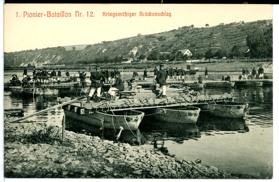 07817-Karpfenschänke-1906-1. Pionier-Bataillon Nr. 12 - Kriegsmäßiger Brückenschlag-Brück & Sohn Kunstverlag