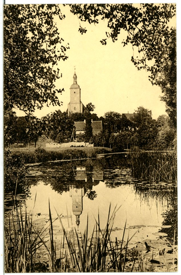 07143-Groitzsch-1906-Blick zur Kirche-Brück & Sohn Kunstverlag