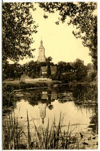 07143-Groitzsch-1906-Blick zur Kirche-Brück & Sohn Kunstverlag