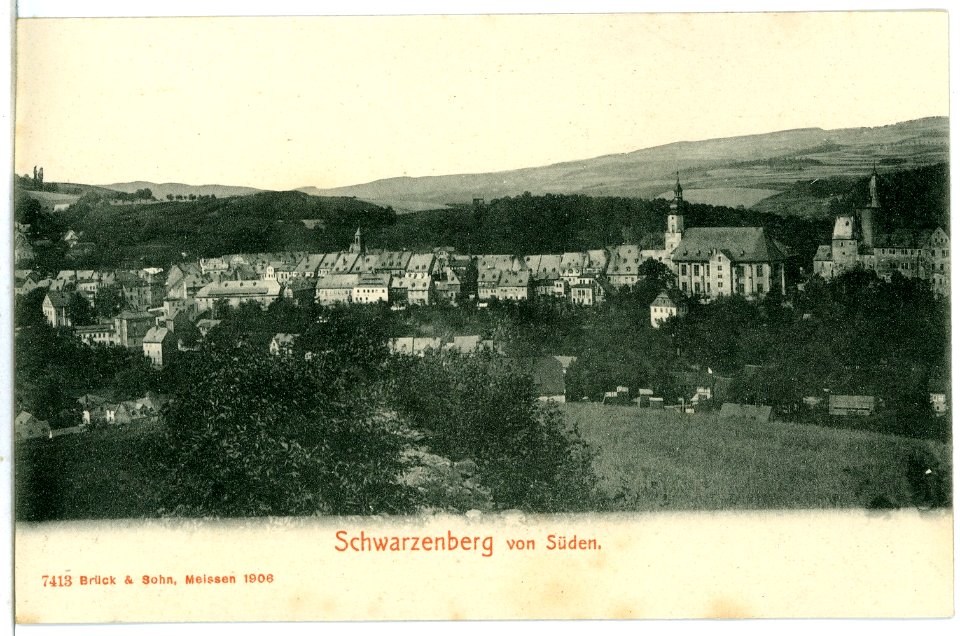 07413-Schwarzenberg-1906-Stadtansicht von Süden-Brück & Sohn Kunstverlag