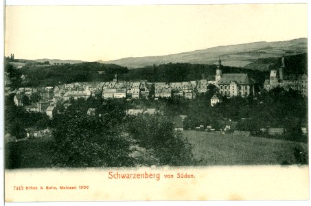 07413-Schwarzenberg-1906-Stadtansicht von Süden-Brück & Sohn Kunstverlag