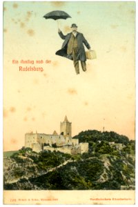 07161-Rudelsburg-1906-Blick auf die Rudelsburg - Fliegender Mann-Brück & Sohn Kunstverlag