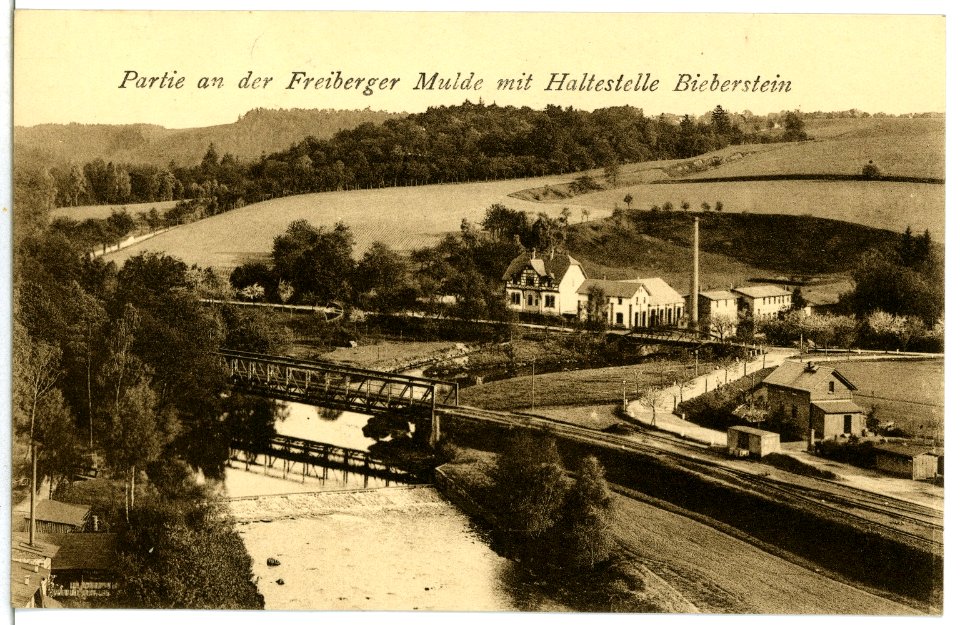 07473-Freiberg-1906-Freiberger Mulde mit Haltestelle Bieberstein-Brück & Sohn Kunstverlag