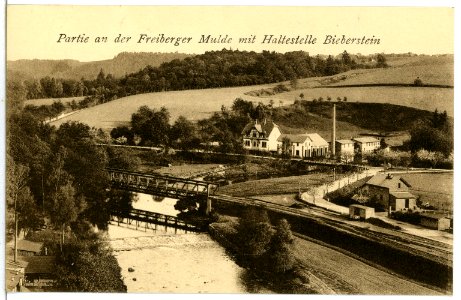 07473-Freiberg-1906-Freiberger Mulde mit Haltestelle Bieberstein-Brück & Sohn Kunstverlag