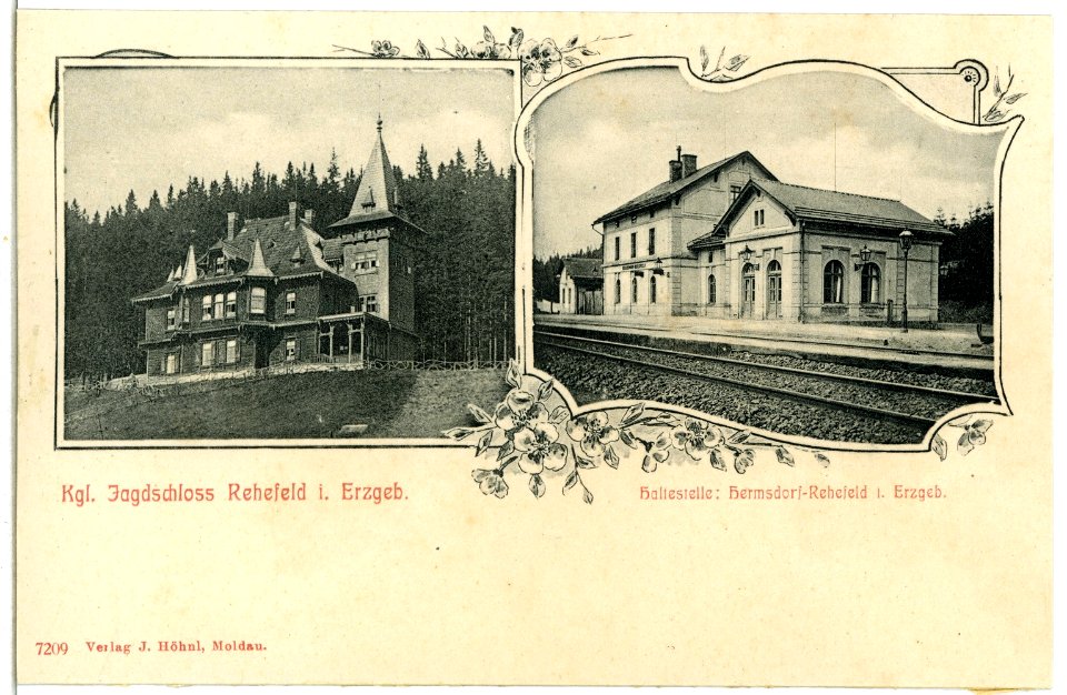 07209-Rehefeld-1906-Jagdschloß - Haltestelle Hermsdorf - Rehefeld-Brück & Sohn Kunstverlag