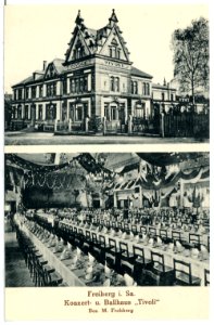 08017-Freiberg-1906-Concert - und Ballahaus Tivoli Innen- und Außenansicht-Brück & Sohn Kunstverlag