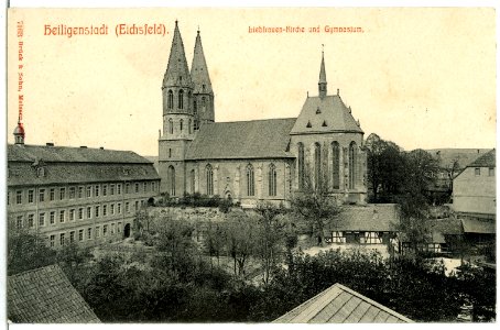 07163-Heiligenstadt-1906-Liebfrauenkirche und Gymnasium-Brück & Sohn Kunstverlag