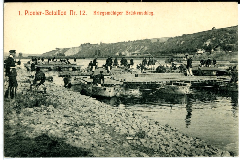 07823-Karpfenschänke-1906-1. Pionier-Bataillon Nr. 12 - Kriegsmäßiger Brückenschlag-Brück & Sohn Kunstverlag