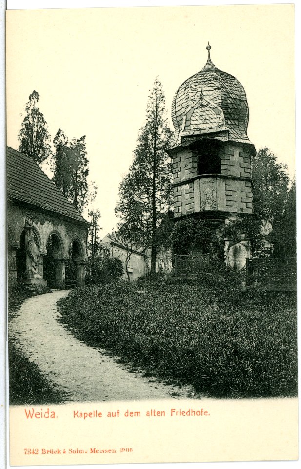 07342-Weida-1906-Kapelle auf dem Friedhof-Brück & Sohn Kunstverlag