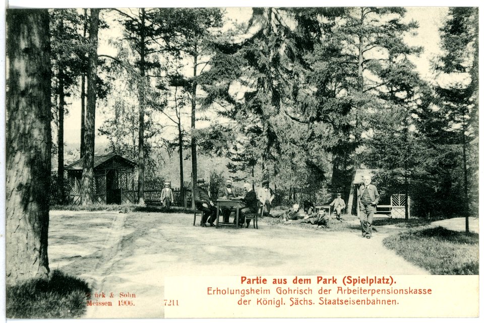 07211-Gohrisch-1906-Im Park des Erholungsheims-Brück & Sohn Kunstverlag