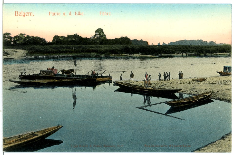07756-Belgern-1906-Fähre über die Elbe-Brück & Sohn Kunstverlag