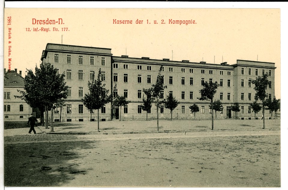 07881-Dresden N.-1906-Kaserne der 1. und 2. Kompagnie, 12.-Infanterie-Regiment Nr. 177-Brück & Sohn Kunstverlag