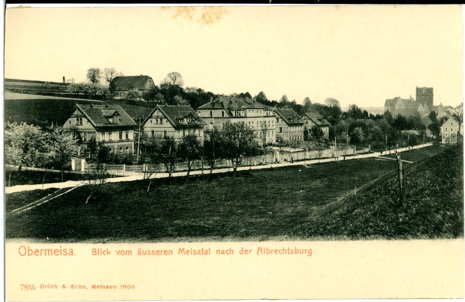 07835-Meißen-1906-Blick vom äußeren Meisatal nach der Albrechtsburg-Brück & Sohn Kunstverlag