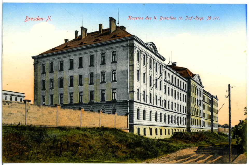 07886-Dresden-1906-Kaserne des II. Bataillon, 12. Infanterie-Regiment Nr. 177-Brück & Sohn Kunstverlag