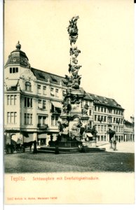 07807-Teplitz-1906-Schloßplatz mit Dreifaltigkeitssäule-Brück & Sohn Kunstverlag
