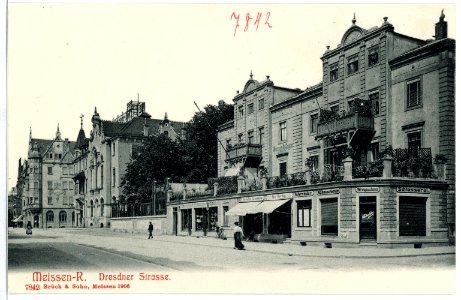 07842-Meißen-1906-Dresdner Straße mit Hamburger Hof-Brück & Sohn Kunstverlag