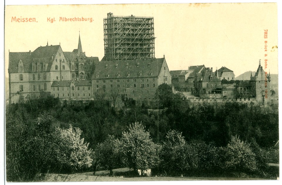 07833-Meißen-1906-Albrechtsburg und Dombaugerüst-Brück & Sohn Kunstverlag