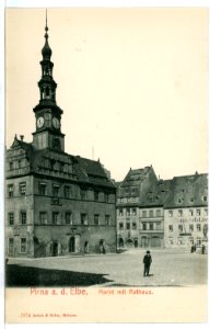 07874-Pirna-1906-Markt mit Rathaus-Brück & Sohn Kunstverlag