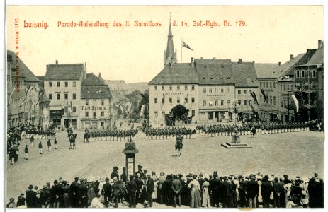 07313-Leisnig-1906-Paradeaufstellung des II. Bataillon des 14. Infanterie-Regiment Nr. 179-Brück & Sohn Kunstverlag