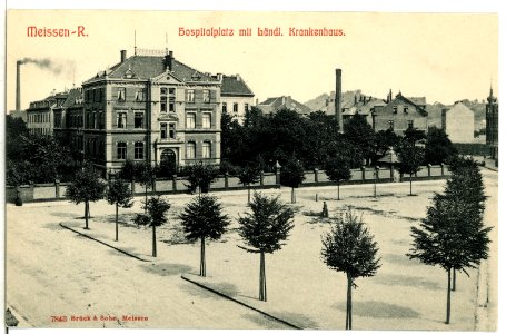 07843-Meißen-1906-Hospitalplatz mit ländlichem Krankenhaus-Brück & Sohn Kunstverlag