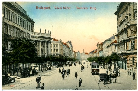08056-Budapest-1906-Waitzner Ring mit Straßenbahn-Brück & Sohn Kunstverlag