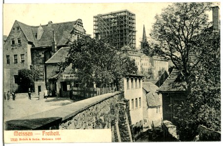 07333-Meißen-1906-Freiheit und Rote Stufen, Geschäft Franz Würfel, eing. Dom-Brück & Sohn Kunstverlag