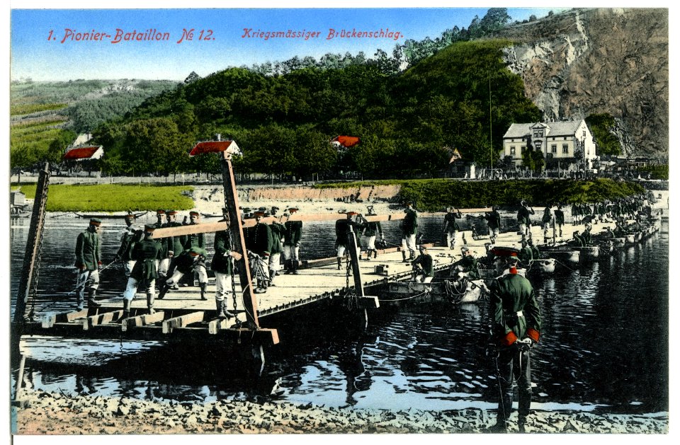 07819-Karpfenschänke-1906-1. Pionier-Bataillon Nr. 12 - Kriegsmäßiger Brückenschlag-Brück & Sohn Kunstverlag