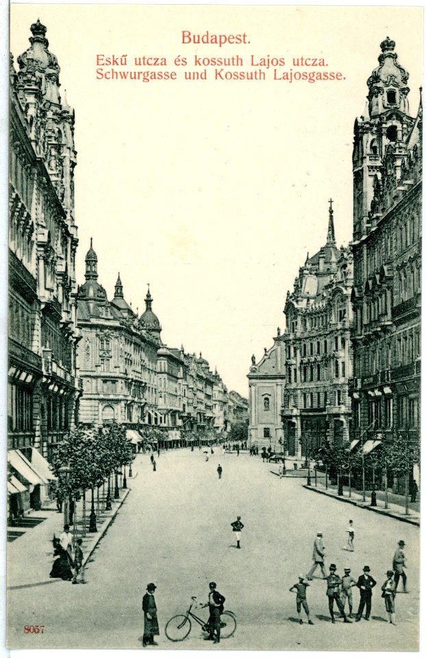 08057-Budapest-1906-Schwurgasse und Kossuth Lajosgasse-Brück & Sohn Kunstverlag