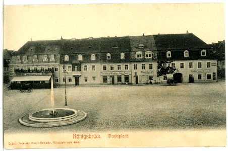 07446-Königsbrück-1906-Marktplatz mit Springbrunnen-Brück & Sohn Kunstverlag