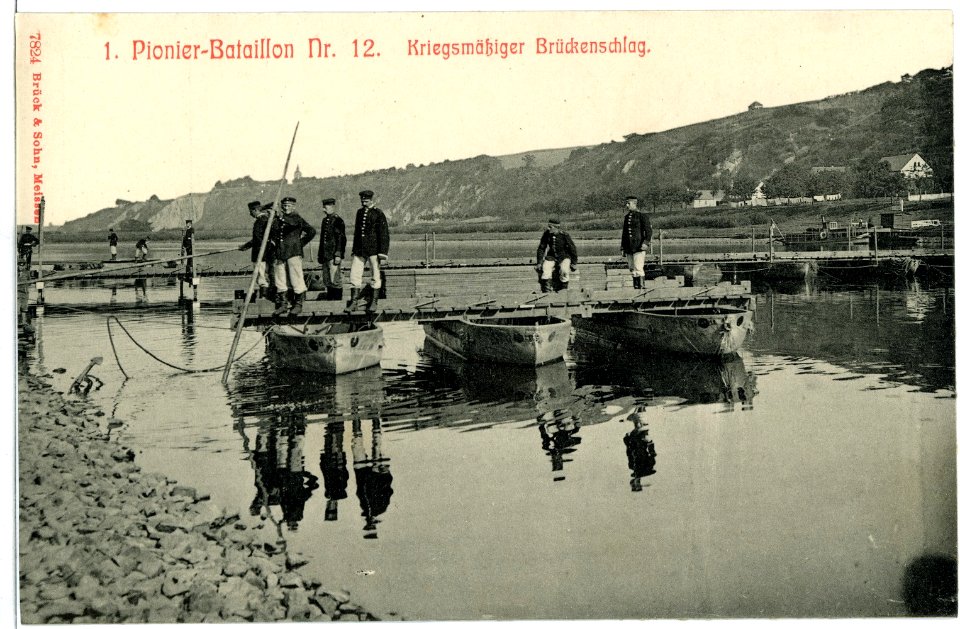 07824-Karpfenschänke-1906-1. Pionier-Bataillon Nr. 12 - Kriegsmäßiger Brückenschlag-Brück & Sohn Kunstverlag