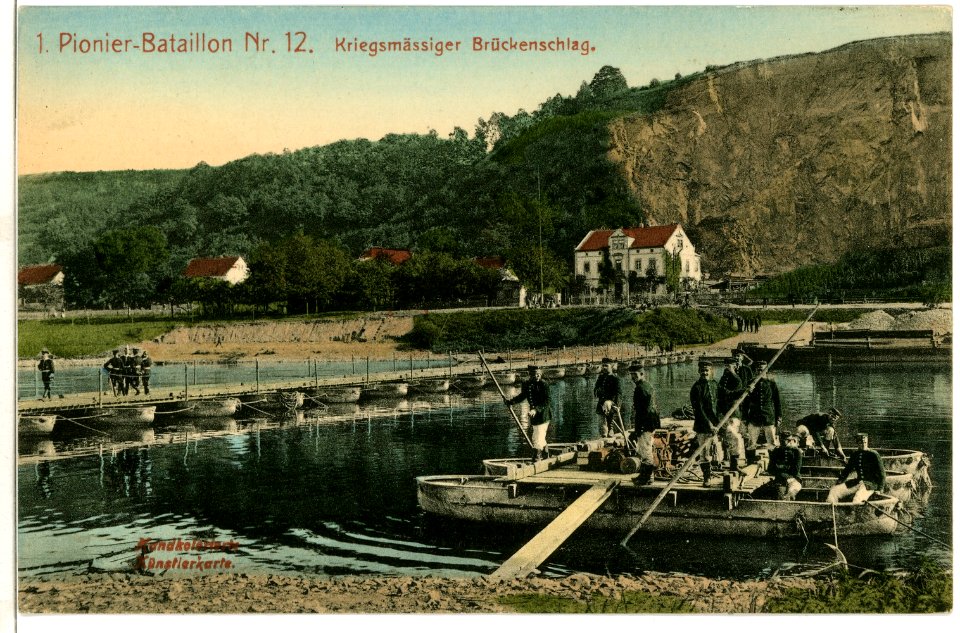 07821-Karpfenschänke-1906-1. Pionier-Bataillon Nr. 12 - Kriegsmäßiger Brückenschlag-Brück & Sohn Kunstverlag