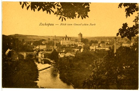07373-Zschopau-1906-Blick vom Genselschen Park auf Schloß Wildeck-Brück & Sohn Kunstverlag