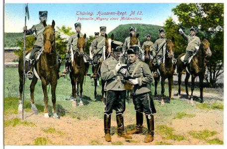 07624-Torgau-1906-Thüringisches Husaren-Regiment Nr. 12 - Patrouille Abg. Meldereiter-Brück & Sohn Kunstverlag