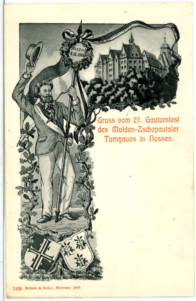 07439-Nossen-1906-21. Gauturnfest des Mulde-Zschopautal Turngaus-Brück & Sohn Kunstverlag