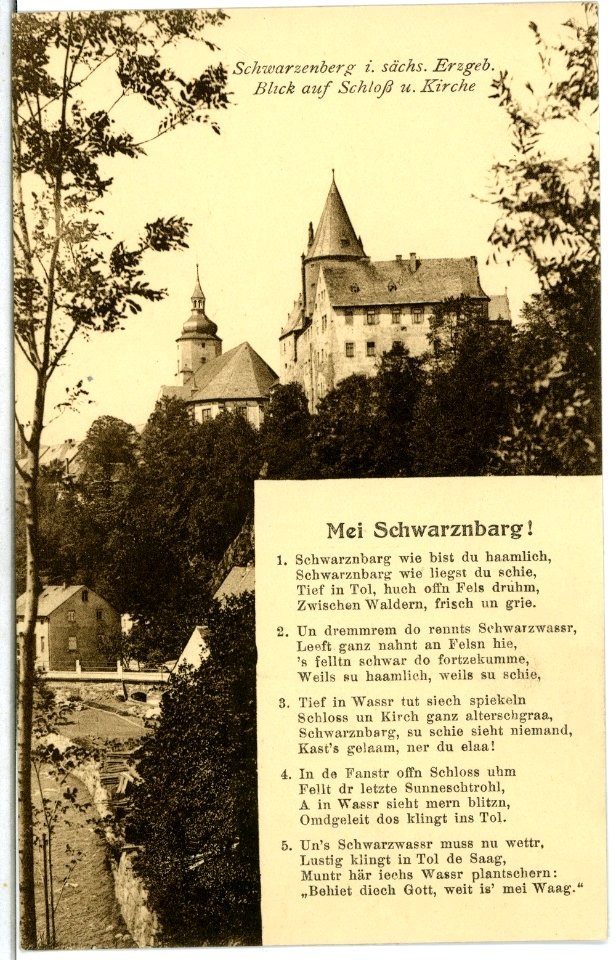 07436-Schwarzenberg-1906-Schloß und Kirche-Brück & Sohn Kunstverlag