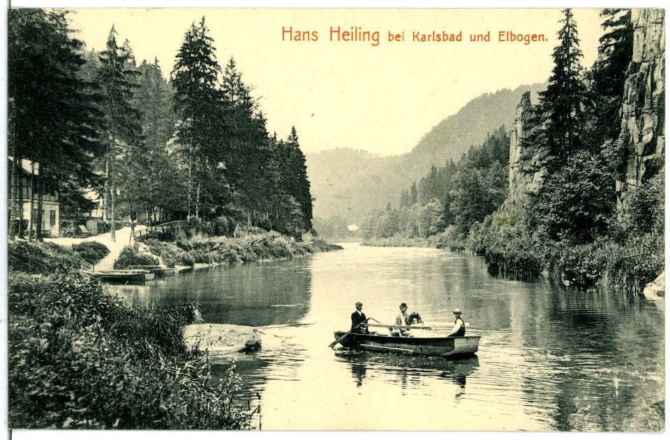 07581-Karlsbad-1906-Hans Heiling mit Ruderboot-Brück & Sohn Kunstverlag