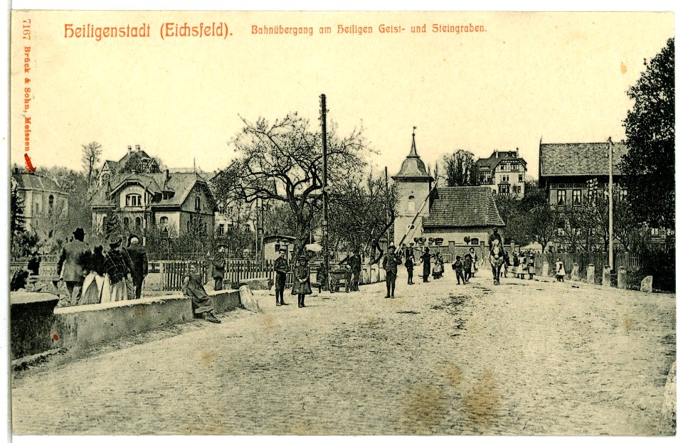 07167-Heiligenstadt-1906-Bahnübergang am Heiligen Geist- und Steingraben-Brück & Sohn Kunstverlag