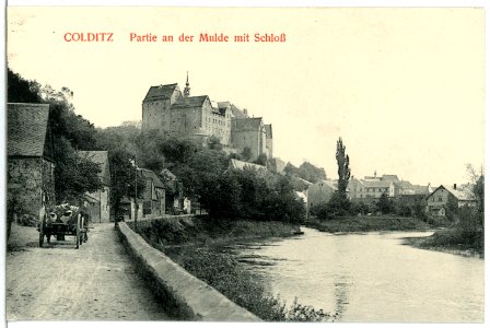 06439-Colditz-1905-Blick über die Mulde aufs Schloß-Brück & Sohn Kunstverlag