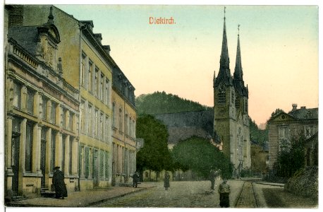07652-Diekirch-1906-Stadtansicht mit Kirche-Brück & Sohn Kunstverlag