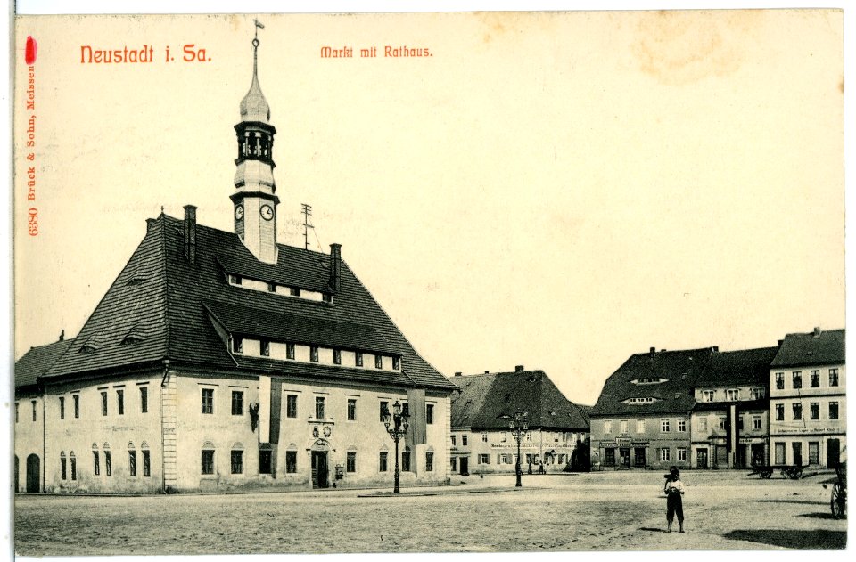06380-Neustadt-1905-Markt mit Rathaus-Brück & Sohn Kunstverlag