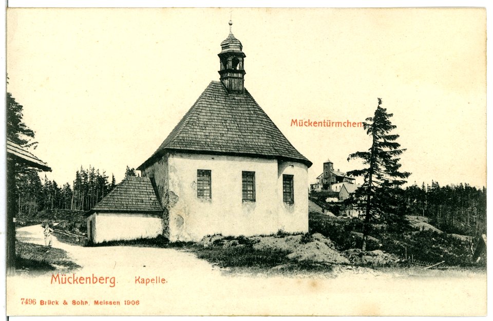 07496-Mückenberg-1906-Mückentürmchen, Kapelle-Brück & Sohn Kunstverlag