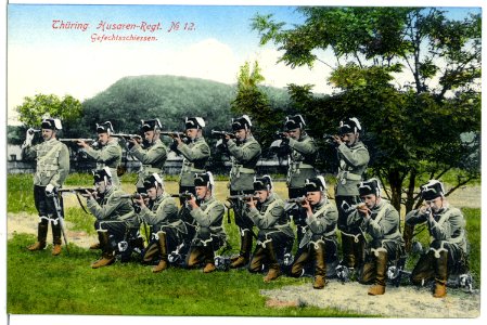 07631-Torgau-1906-Thüringisches Husaren-Regiment Nr. 12 - Gefechtsschießen-Brück & Sohn Kunstverlag