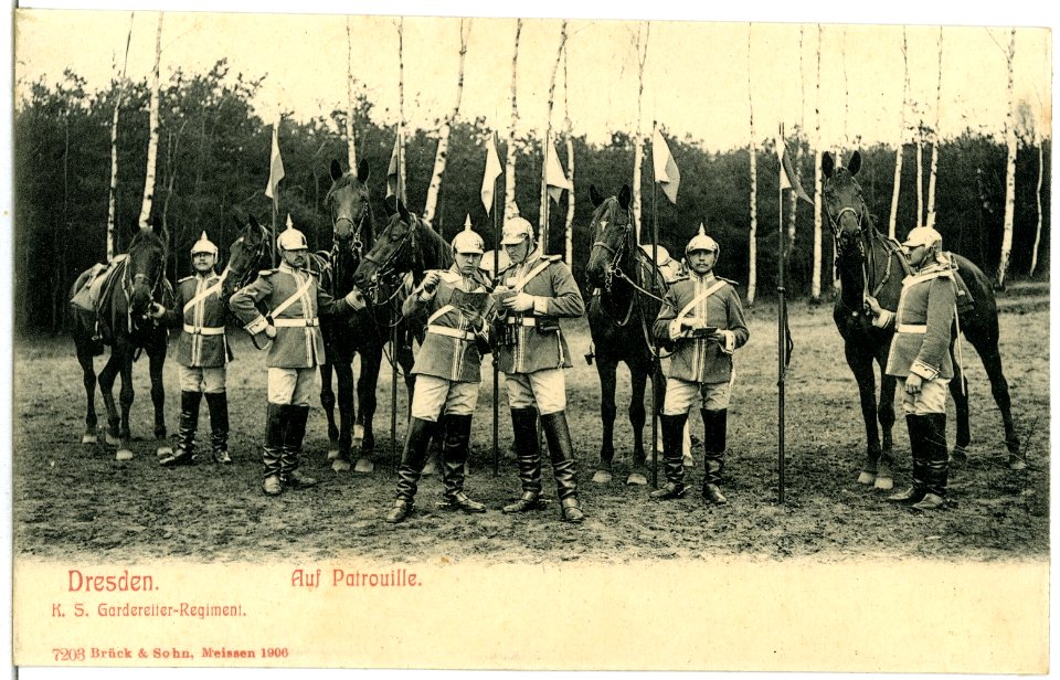 07203-Dresden-1906-Königlich Sächsisches Gardereiter-Regiment - Auf Patrouille-Brück & Sohn Kunstverlag