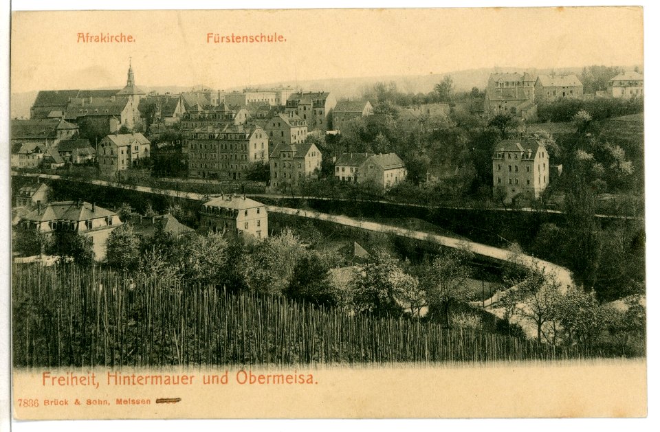07836-Meißen-1906-Freiheit, Hintermauer, Kirche St. Afra, Obermeisa-Brück & Sohn Kunstverlag
